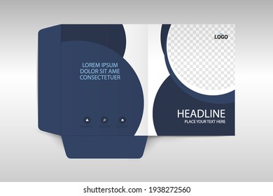 Business folder for files, design. The layout is for posting information about the company, photo, text.