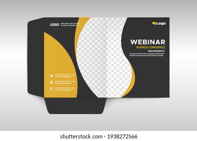 Business folder for files, design. The layout is for posting information about the company, photo, text.