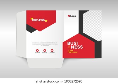 Business folder for files, design. The layout is for posting information about the company, photo, text.