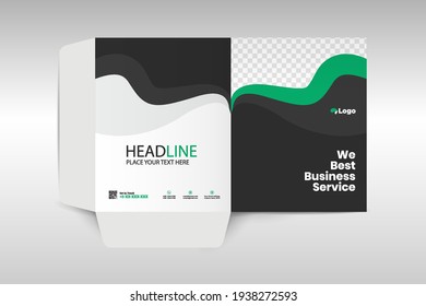 Business folder for files, design. The layout is for posting information about the company, photo, text.