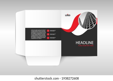 Business folder for files, design. The layout is for posting information about the company, photo, text.