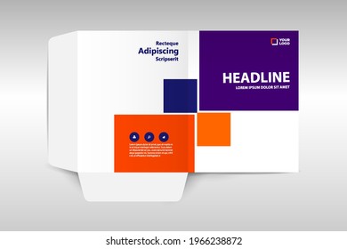 Business folder for files, design. The layout is for posting information about the company, photo, text.