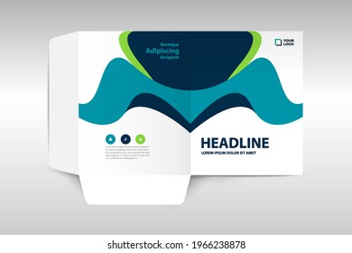 Business folder for files, design. The layout is for posting information about the company, photo, text.