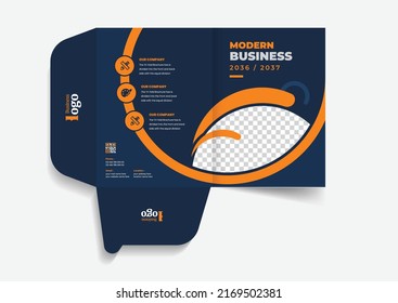 Business folder for files, design. The layout is for posting information about the company, photo, text. Modern geometric style, business presentation design