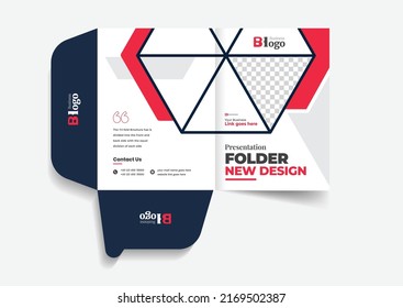 Business folder for files, design. The layout is for posting information about the company, photo, text. Modern geometric style, business presentation design