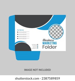  Business folder for files, design. The layout is for posting information about the company, photo, text.