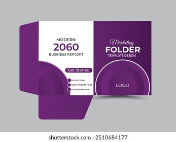 Business folder for files, design. The layout is for posting information about the 
company, photo, text. Modern geometric style.