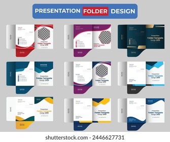Business folder set for files, design. The layout is for posting information about the company