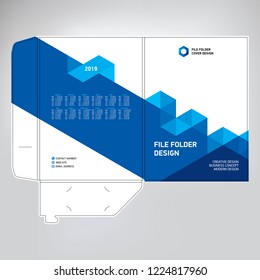 Business folder template, cover design, creative business concept with calendar for 2019 