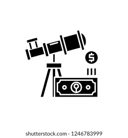 Business forecast black icon, vector sign on isolated background. Business forecast concept symbol, illustration 