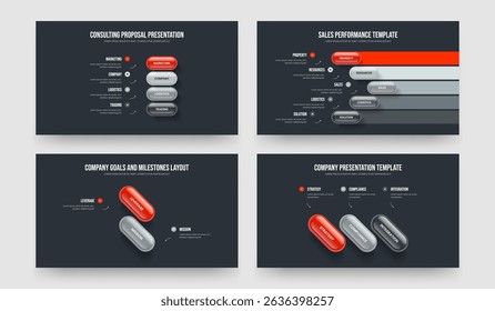 Business Forecast Four Five Two Three Step Infographic Slide Design Vector Illustration Collection. Investor Insight 4 5 2 3 Element Diagram Slideshow Layout Bundle.