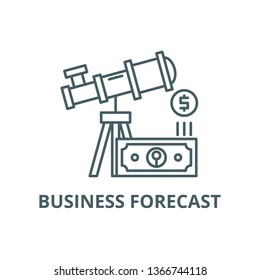 Business forecast line icon, vector. Business forecast outline sign, concept symbol, flat illustration