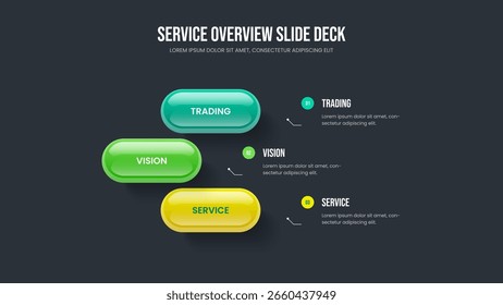 Business Forecast Slide Design Vector Illustration. Sales Profile 3 Option Infographic Presentation Template. Company Performance Three Step Diagram Slideshow Layout.