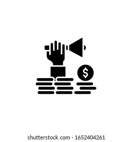 Icono de previsión empresarial. aumento de los costos en dólares o aumento de los precios. Estilo plano moderno para diseño gráfico, sitio Web, UI. EPS10. ilustración vectorial