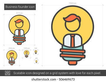 Business founder vector line icon isolated on white background. Business founder line icon for infographic, website or app. Scalable icon designed on a grid system.