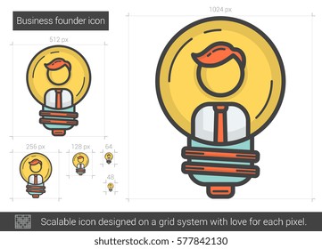 Icono de línea vectorial del fundador de negocios aislado en fondo blanco. Icono de línea de fundador de negocios para infografía, sitio web o aplicación. Icono escalable diseñado en un sistema de cuadrícula.