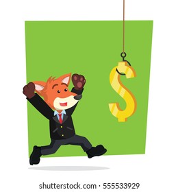 business fox hooked by dollars