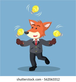 business fox juggling with bulb