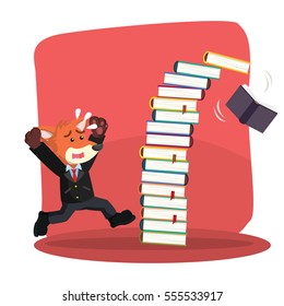 business fox panicked because falling book