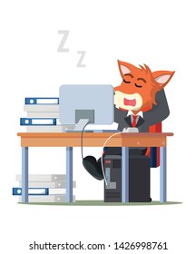 business fox sleep while working