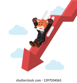 business fox slide down graphic