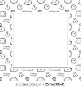 business frame. doodle startup square frame. hand drawn business frame background. startup background