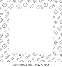 business frame. doodle startup square frame. hand drawn business frame background. startup background