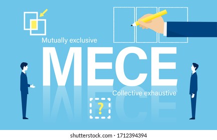 business framework, MECE analysis image, vector illustration, blue background