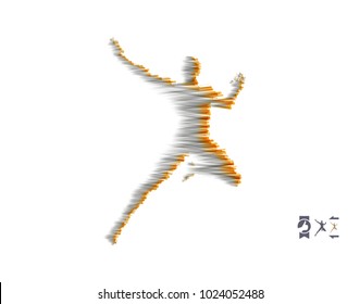 Business, freedom or happiness concept. 3d model of man. Human body model. Vector illustration.