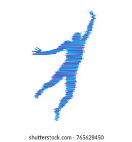 Business, freedom or happiness concept. 3d model of man. Human body model. Vector illustration.