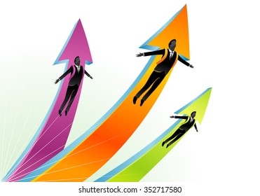 Business Freedom-Corporate personnel enjoying their growth/ promotion/ flying - concept