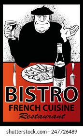 Business french restaurant poster - vector illustration