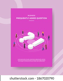 business frequently asked question people standing around question exclamation mark around for template flyer and print banner cover isometric 3d flat style