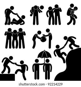 Business Friend Helping Each Other Icon Symbol Sign Pictogram