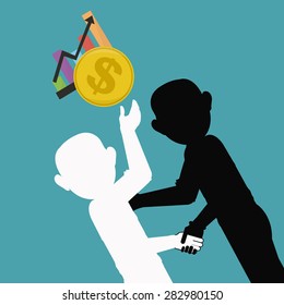 business and friendship relationship over color background