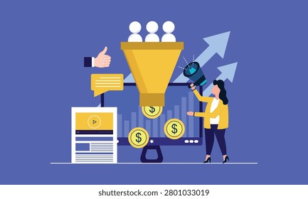 Business funnel conversion marketing digital sales funnel concept