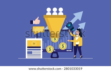 Business funnel conversion marketing digital sales funnel concept