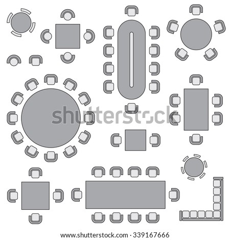 Business Furniture Symbols Used Architecture Plans Stock Vector