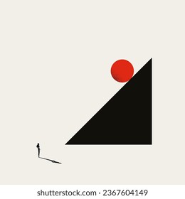 Business future goal or worry, vector concept. Symbol of rise, career growth, ambition, risk. Minimal design eps10 illustration.