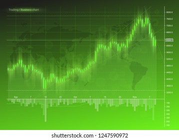 Business futuristic financial trading chart. Concept digital stock Market Trading. Abstract background technology business diagram. Web color banner uptrend line graph chart stock numbers market arrow