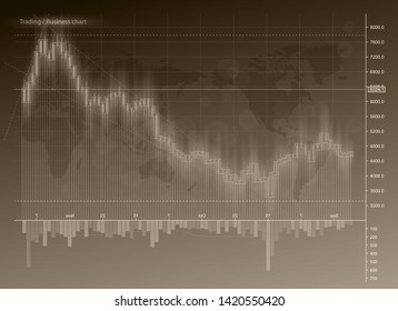 Business futuristic financial trading chart. Concept digital stock Market Trading. Abstract background technology business diagram. Web color banner uptrend line graph chart stock numbers market arrow