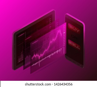 Business futuristic financial trading chart. Concept digital stock Market Trading. Abstract background technology business diagram. Web color banner uptrend line graph chart stock numbers market arrow