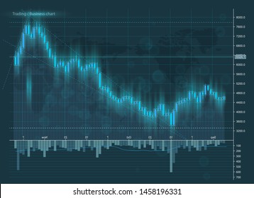 Business futuristic financial trading chart. Concept digital stock Market Trading. Abstract background technology business diagram. Web color banner uptrend line graph chart stock numbers market arrow