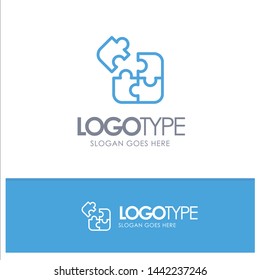 Business, Game, Logic, Puzzle, Square Blue outLine Logo with place for tagline