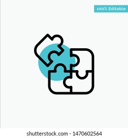 Business, Game, Logic, Puzzle, Square turquoise highlight circle point Vector icon. Vector Icon Template background