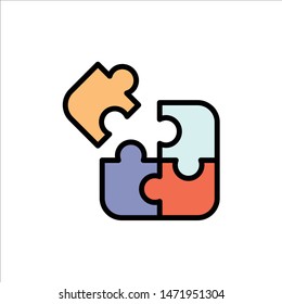 Business, Game, Logic, Puzzle, Square  Flat Color Icon. Vector icon banner Template