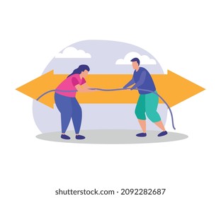 Business gamification flat composition with doodle people reaching goals and getting reward with conceptual icons vector illustration