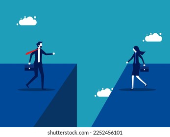 Business gap. Two businessmen stand side by side with a gap between them vector