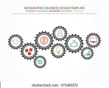 Business with Gear Concept. Infographic Template. Vector Illustration.