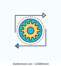 Business, gear, management, operation, process Flat Icon. green and Yellow sign and symbols for website and Mobile appliation. vector illustration